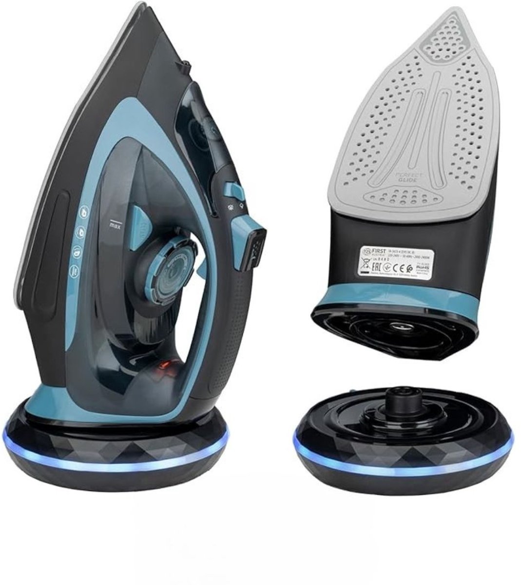 SAVI® Strijkijzer Draadloos - Strijkijzer - Stomer Kleding - Blauw - 30cm x 13cm x 15cm