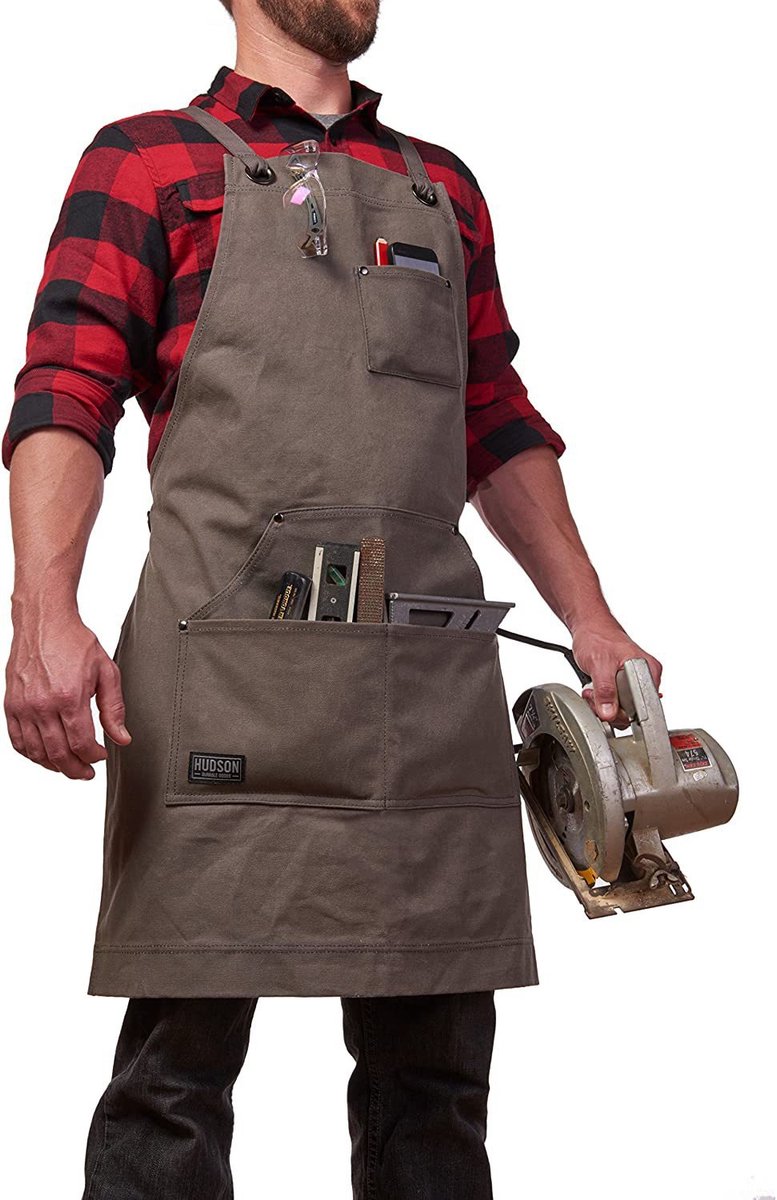 Killogood Werkschort met 5 zakken, canvas lasschort, unisex, 64x83 cm (grijs)