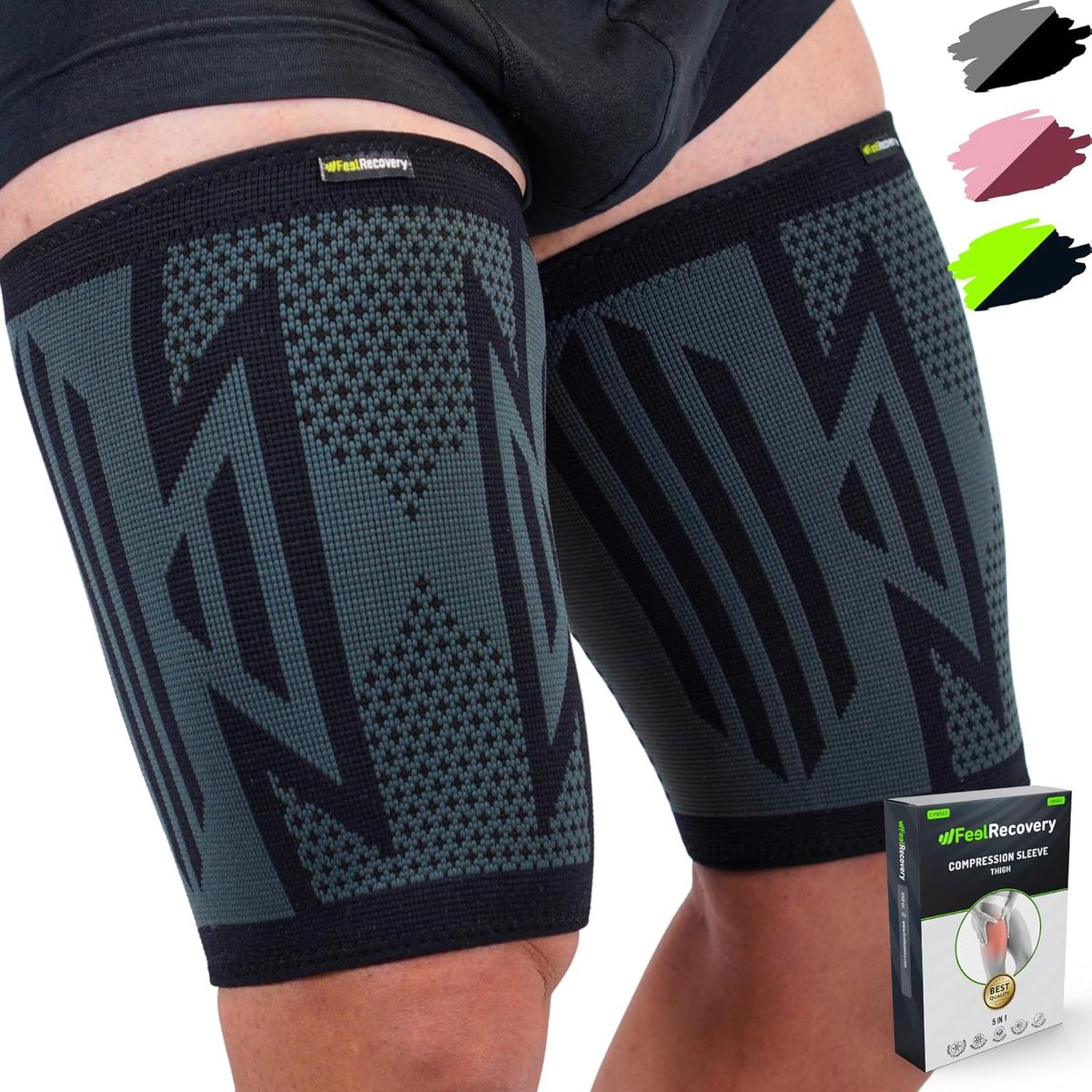 Dijbeenbraces Set - Bovenbeen Bandage - Blessure Preventie - Dubbele Antislip Laag - Maat XL - Zwart