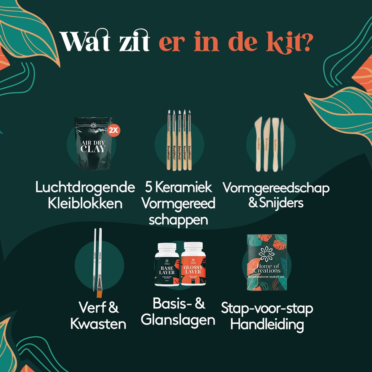 Home of Creations Pottenbakken Set - Boetseren met Luchtdrogende Klei - Knutselpakket Volwassenen - Kerstcadeau — afbeelding 3