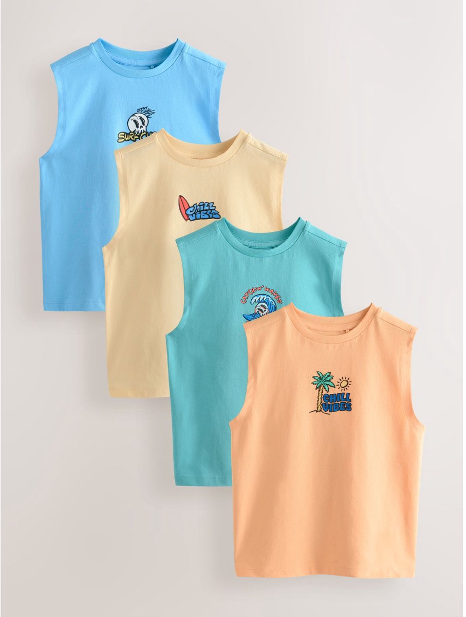 Next - Jongens - Set van 4 tanktops - Blauw