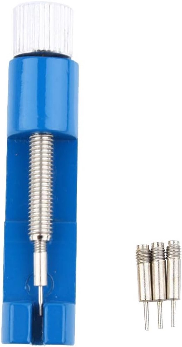 Horlogeband Reparatie Tool - Band Link Versteller - Horloge Aanpassen - Met Extra Pinnen - 6.5 x 1.5 cm - Blauw