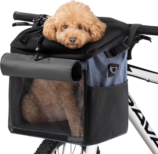 Hondenfietsmand & Huisdierendrager – Fietsmand voor Hond of Kat – Met Schouderriem – Geschikt voor Fiets, Wandelen & Reizen
