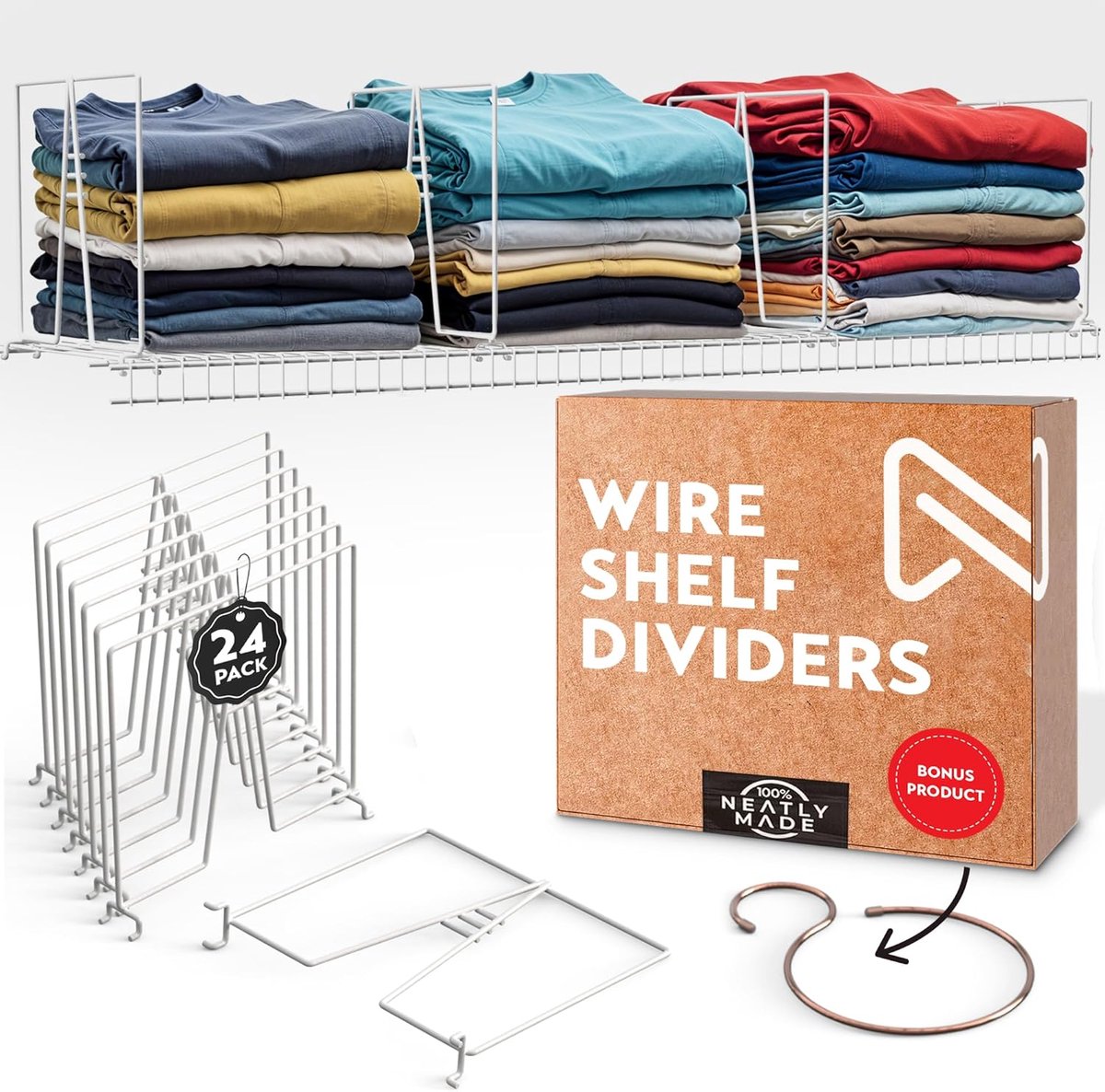 Draad Plank Verdelers - Kast Organizers - Kasten Opruimen - Verhoogt Ruimte - 30cm Diep - Wit
