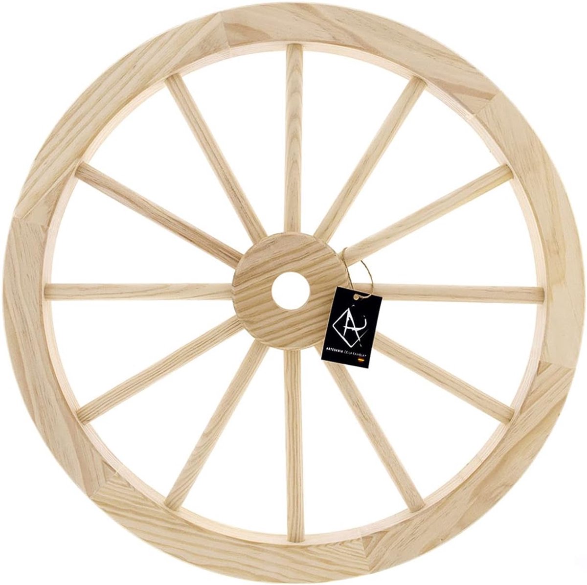 Houten Wiel Decoratie - Antiek Woonaccessoire - Landelijk Interieur - Natuurlijke Hout Afwerking - 45x45x3.4 cm - Natuurlijk