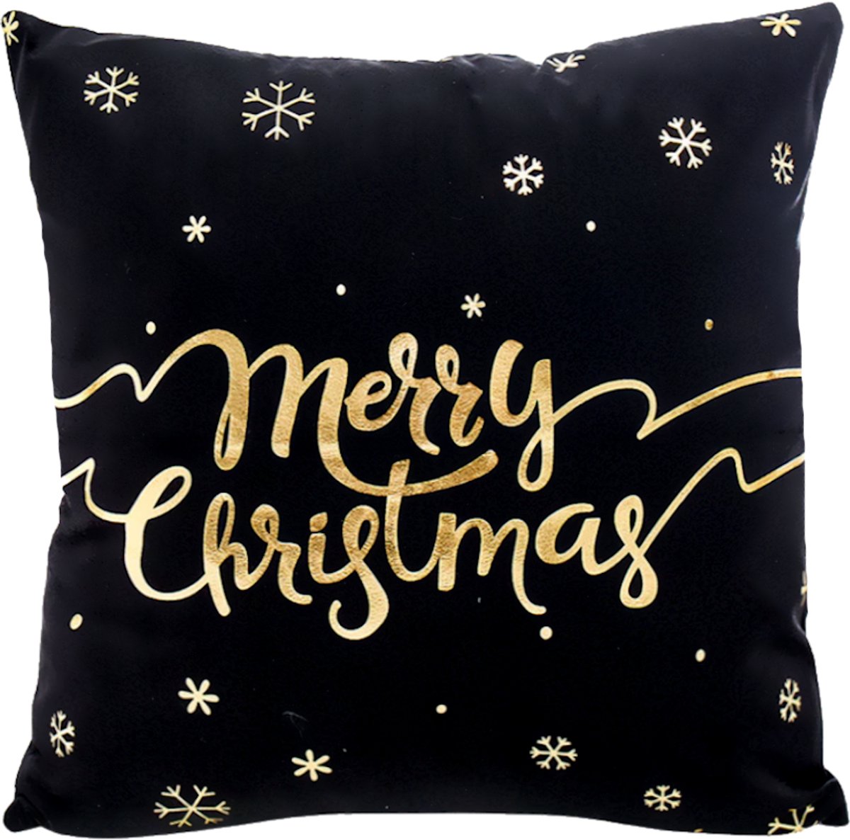 Gek op Kussens! Sierkussen Merry Christmas | 45 x 45 cm | Katoen/Polyester Zwart-Goud