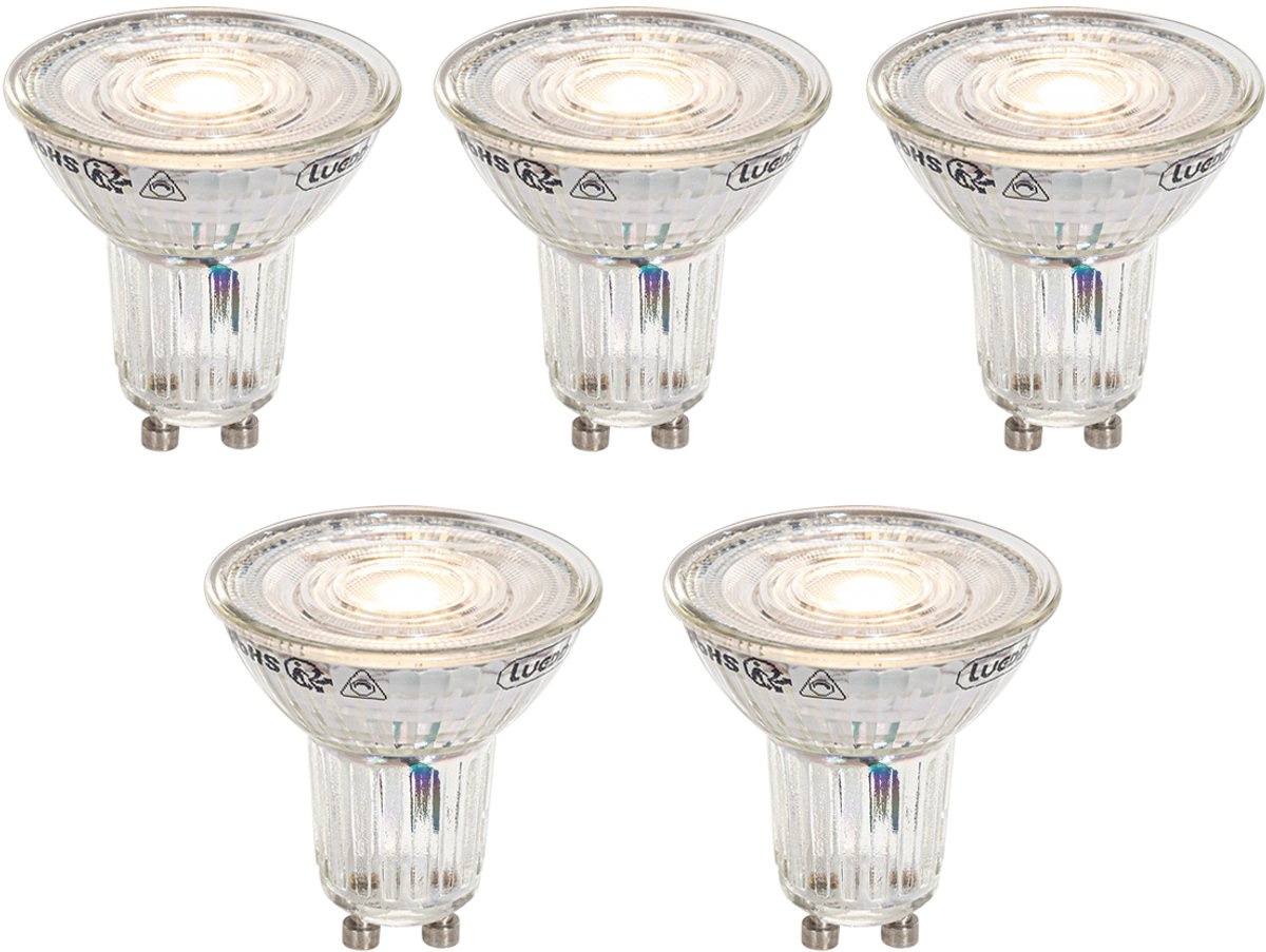 LUEDD Set van 5 GU10 50mm dimbaar in Kelvin LED lampen helder 4.9W 400 lm 2200-3000K