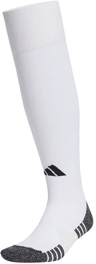 Hoge witte sportsok met zwart Adidas logo en verstevigde hiel.