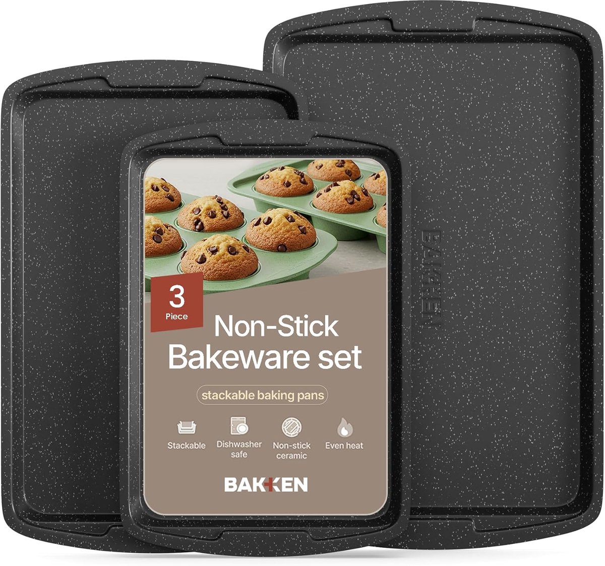 Bakplaat Set - Ovenplaten Koekjes - Thuis Bakken - Luxe Keramische Coating - 3 Delig - Marmer