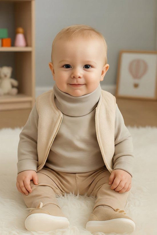 Dartomik - Baby Golftop - Beigekleurig - Lang Oplopende Kraag - Katoen en Lycra van Merkloos — afbeelding 5