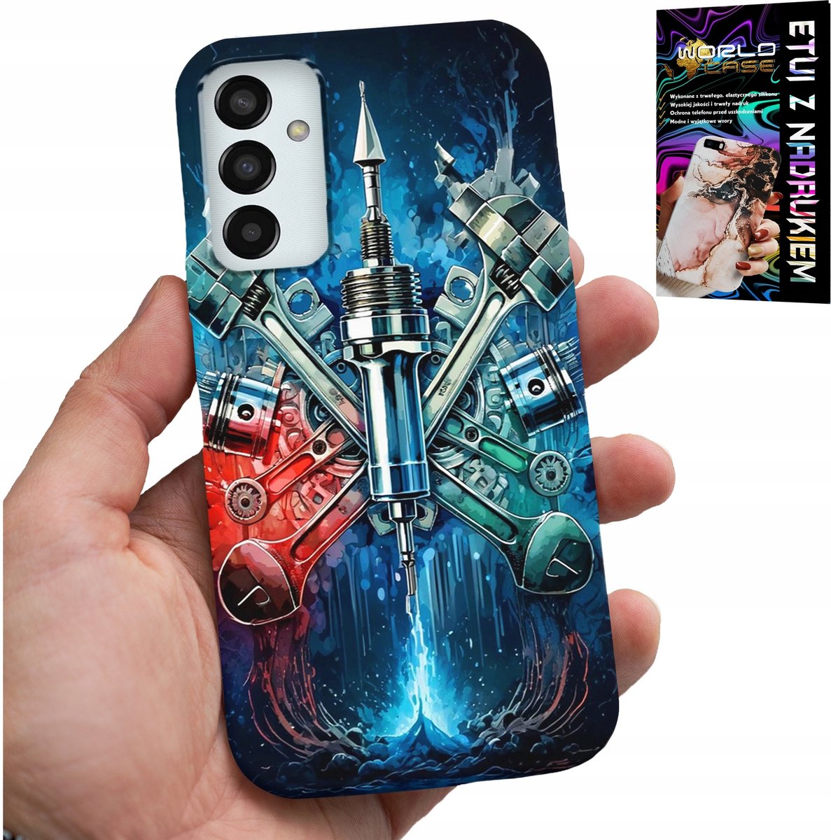HOESJE VOOR SAMSUNG GALAXY M13 4G - AFDEKKING VOOR MOTORONDERDELEN + GLAS