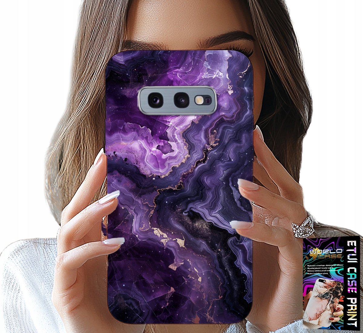 HOESJE VOOR SAMSUNG GALAXY S10E - PAARS MARMER MODIEUS VROUWELIJK + FILM