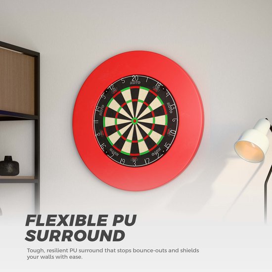 KOTO King Pro + Rood Dartboard Surround, Hoogwaardige dartrand voor alle dartborden, Dart Surround om je darts en muren te beschermen, Eenvoudig te bevestigen. van KOTO — afbeelding 2