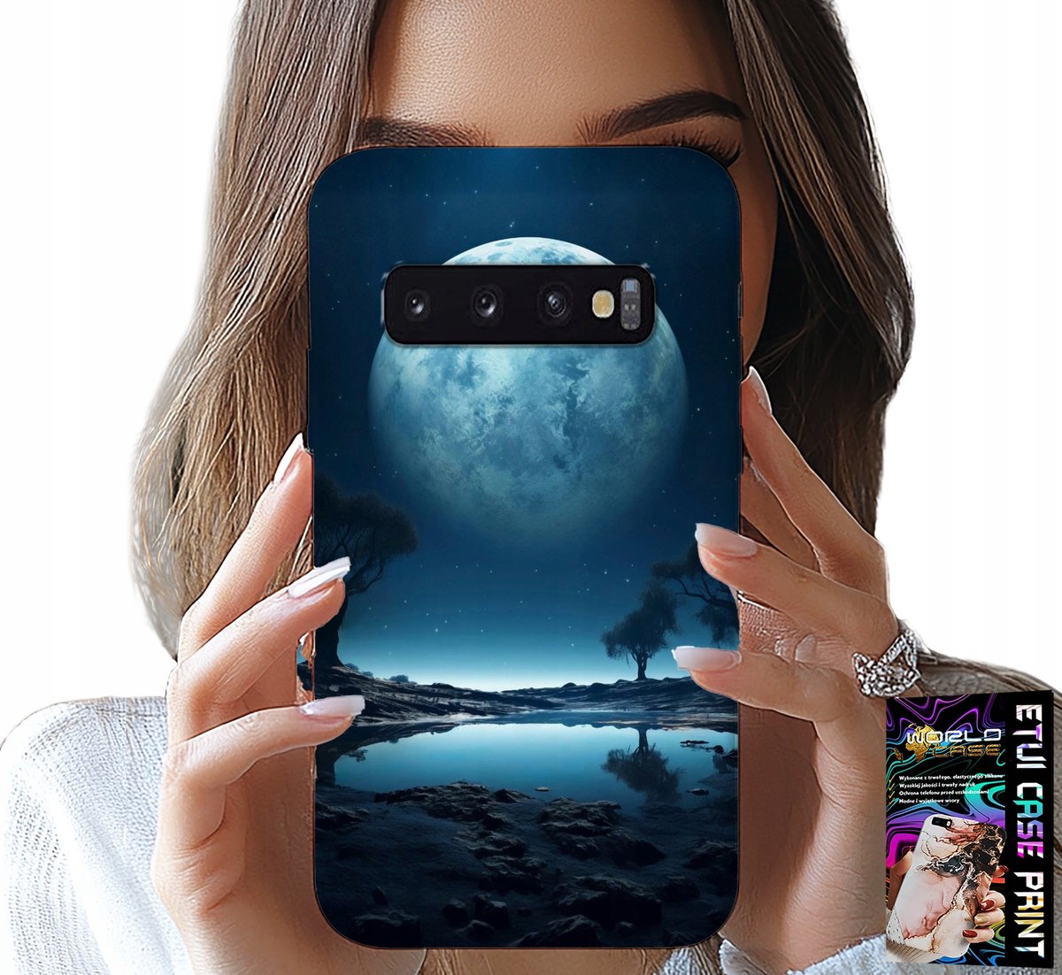 HOESJE VOOR SAMSUNG GALAXY S10 PLUS - FULL MOON MOON HOESJE + FILM
