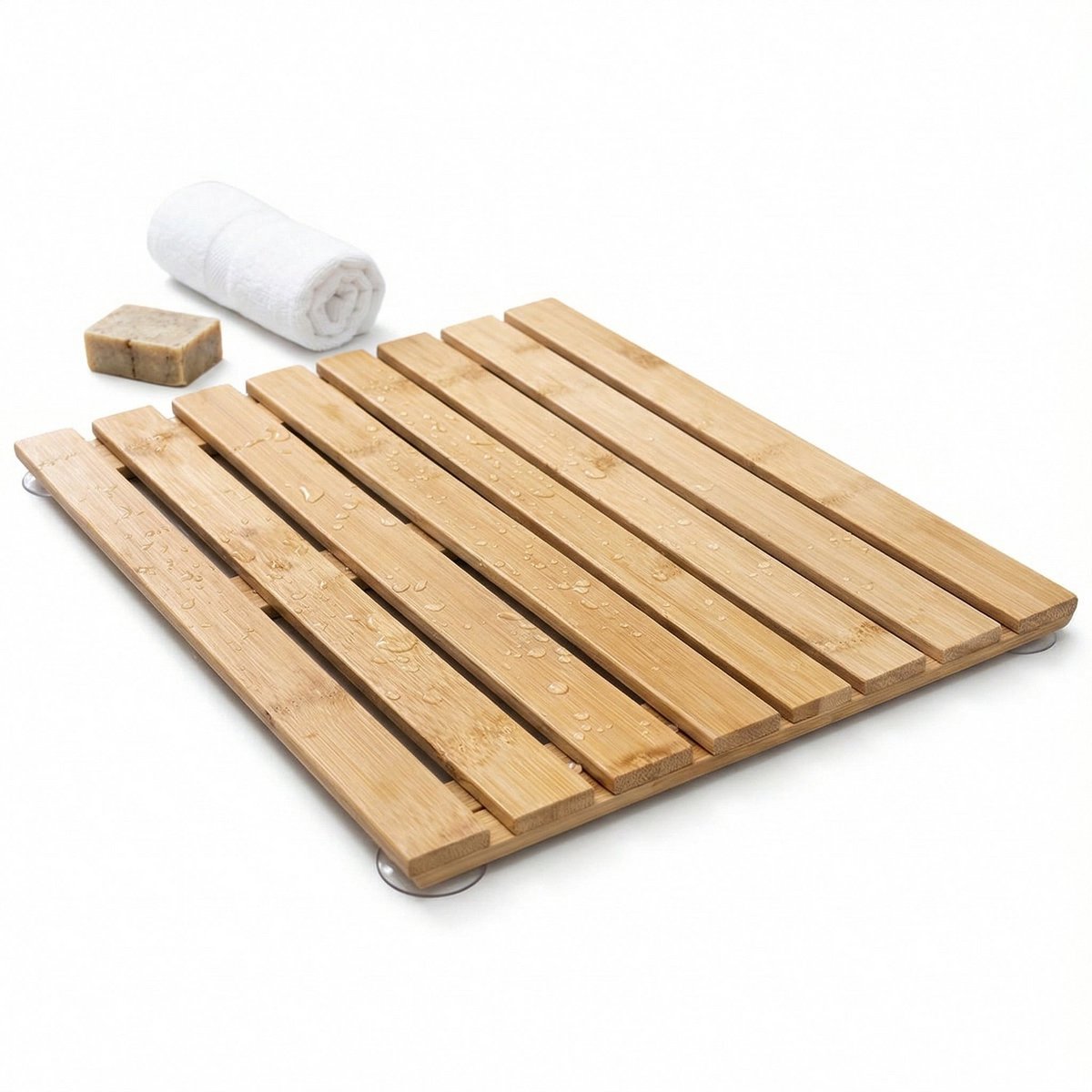 Lomera Douchemat Bamboe Antislip - Badmat - Houten Douchemat - Badkamermat - Saunamat - Bamboe Badmat - Houten Badmat - Bamboemat - Antislip Badmat - Zwembadmat - Voor Bad, Douche, Sauna en Zwembad