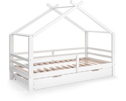Vitalispa Luni Lit cabane – 200 x 90 cm avec lit gigogne Blanc