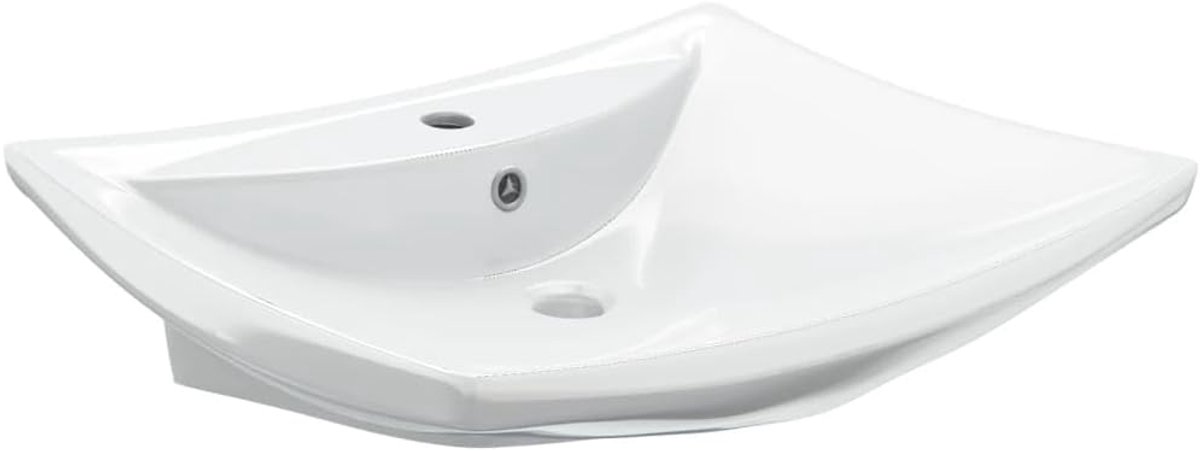 Keramische Wastafel - Wastafel Basin - Badkamer Inrichting - Met Overloop - 60x44 cm - Wit