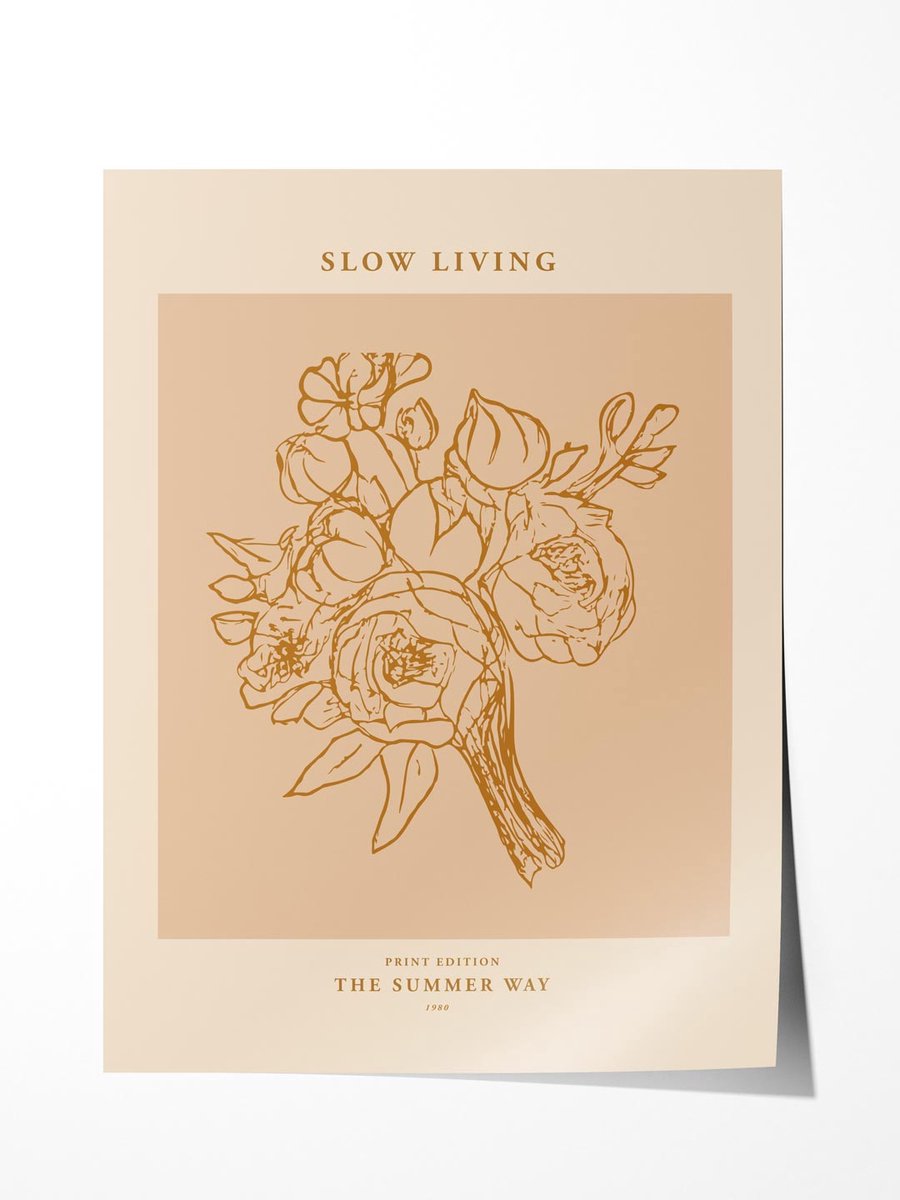 Slow Living Bloemenposter - Poster 80x120 cm - Sfeervolle Wanddecoratie voor Woonkamer & Slaapkamer - zonder lijst