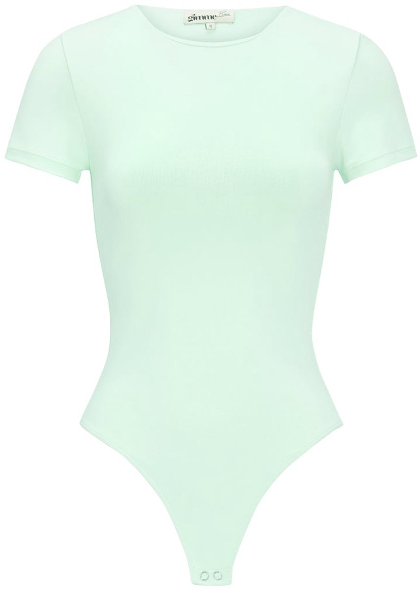 Body Basic T-shirt van gebreid nylon - effen, ademend en elastisch