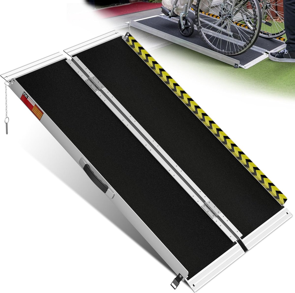 Draagbare Rolstoelhelling - Opvouwbare Oprit - Drempels Overbruggen - Antislip Aluminium Ontwerp - 122x74x10 cm - Zwart