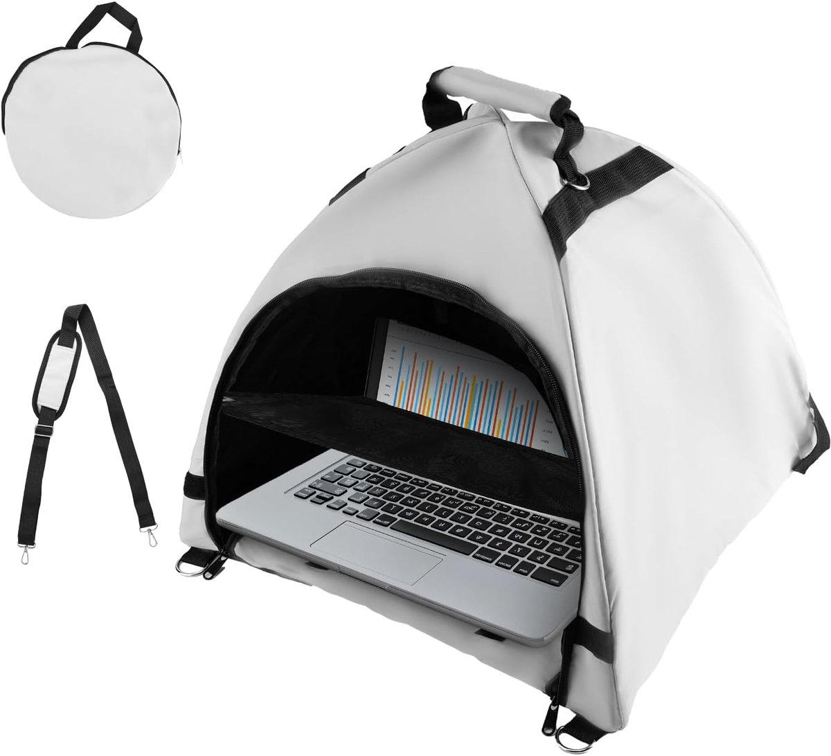 Laptop Tent - Draagbare Privacy - Buiten Werken - Waterdicht Ontwerp - 46x41.5 cm - Grijs Zwart