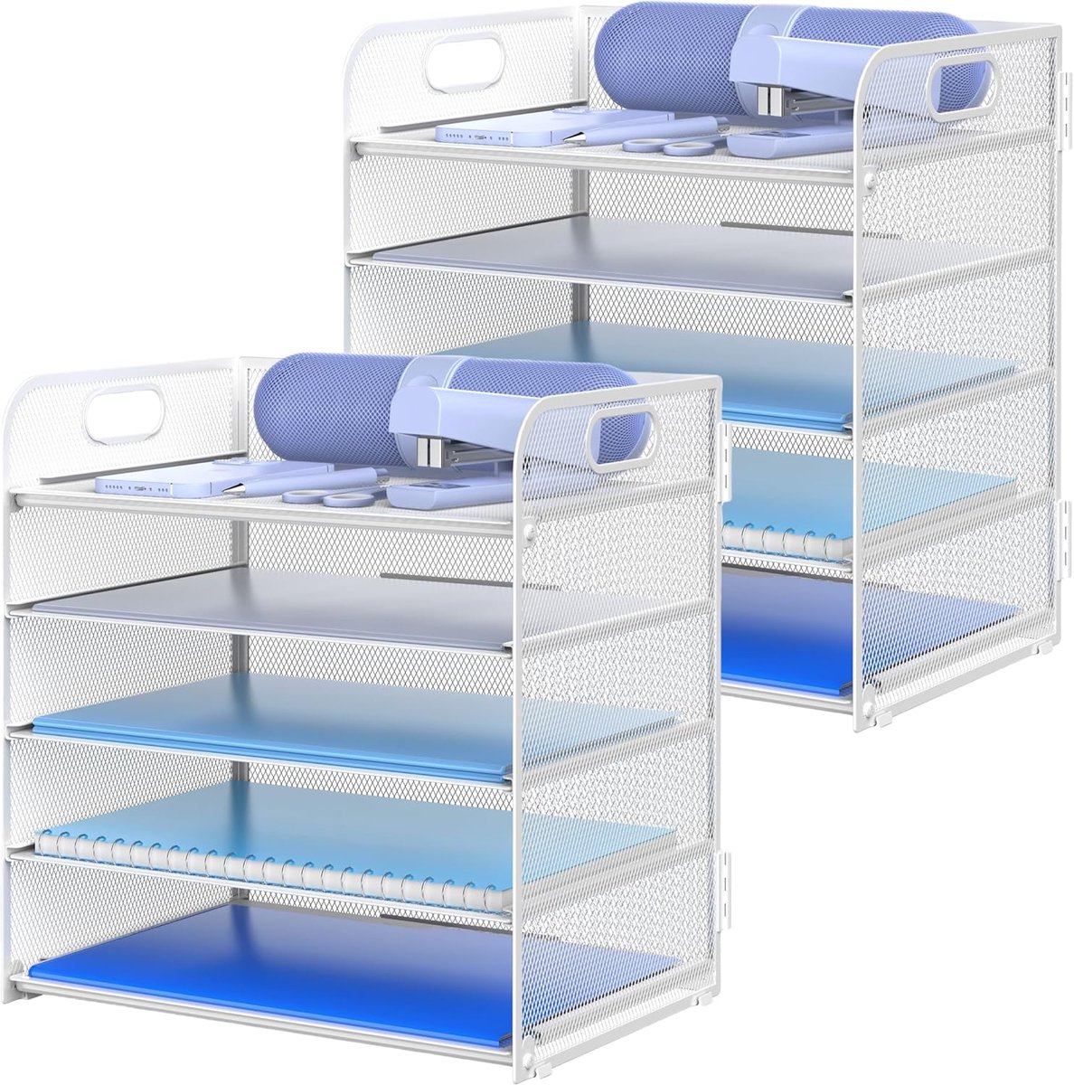 Papier Organizer - Documentenlade Bureau - Kantoor Organisatie - Met Handgrepen - 5 Lagen - Wit