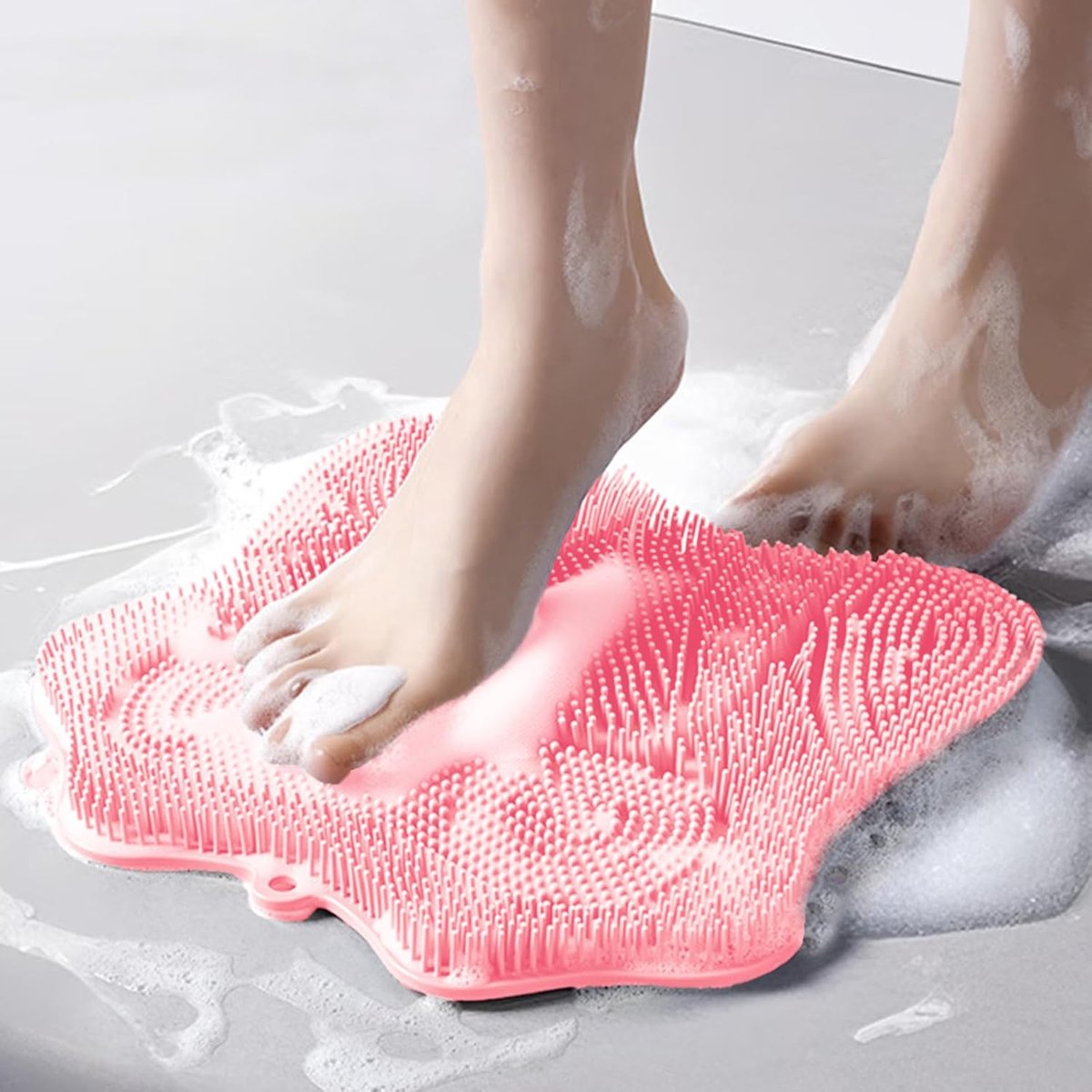 Oneay 1-Pack - Voetscrubber voor onder de douche, voet- en rugscrubber met zuignap, siliconen voetreiniger voor exfoliatie en massage (blauw)
