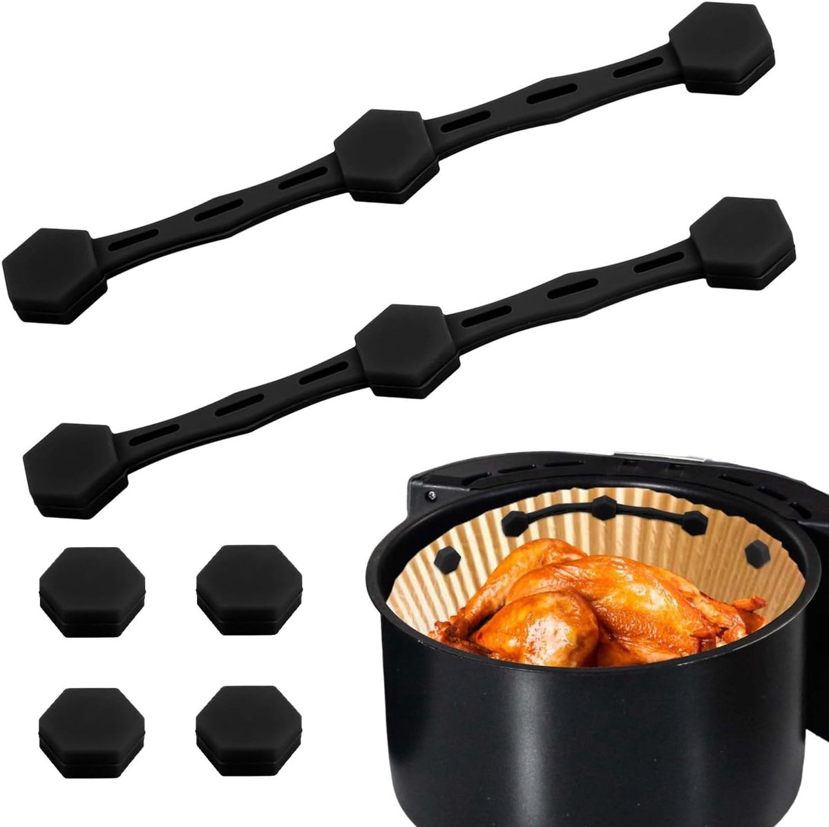 Houder Bakpapier Magnetische Clips Airfryer Accessoires Voorkomt Verschuiven 2 Stuks Zwart