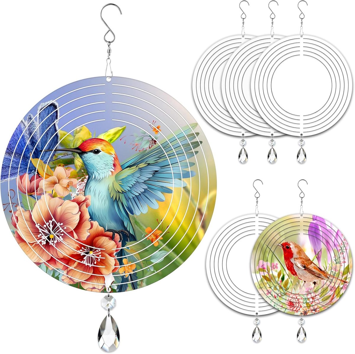 Wind Spinners - Draaiende Decoraties - Tuin Decoratie - Sublimatie Klaar - 20 cm Diameter - Wit