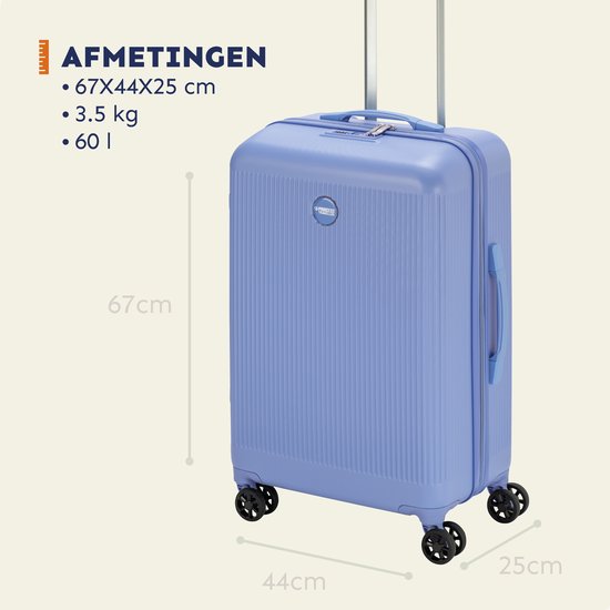 Princess Traveller Oceans middelgrote koffer 67 cm – Cornflower Blue – Gerecycled PET – GRS gecertificeerd