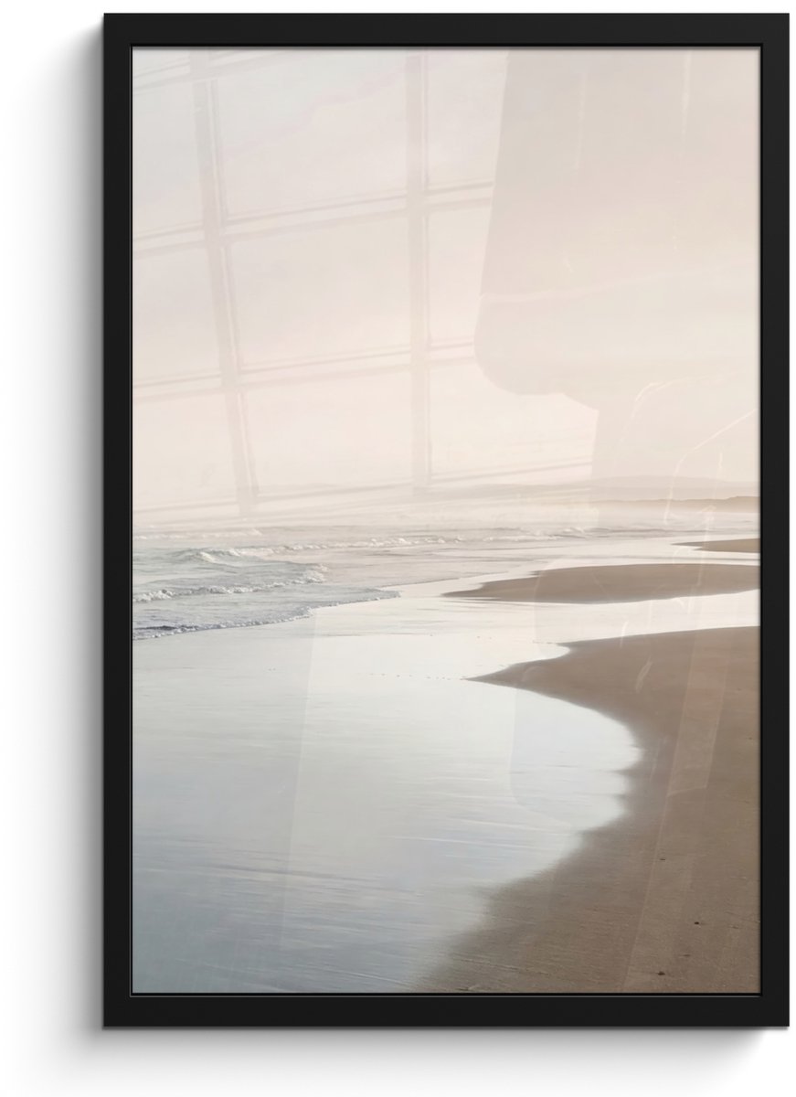 FrameYourWall Poster in lijst - Fotolijst 40x60 cm - Posters - Kustlijn - Strand - Oceaan - Posterlijst zwart - Decoratie - Wanddecoratie woonkamer - Muurdecoratie slaapkamer