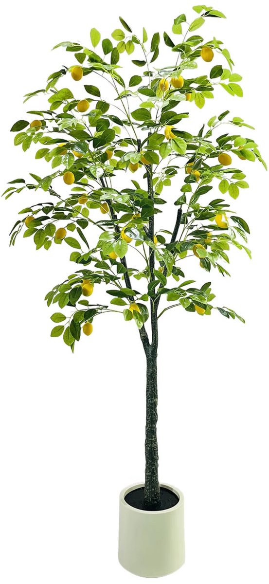 Happiq Kunstmatige Citroenboom 180 cm - Voor Woonkamer, Balkon & Kantoor - Realistische Interieurdecoratie - Kunstplant - 180cm Geel