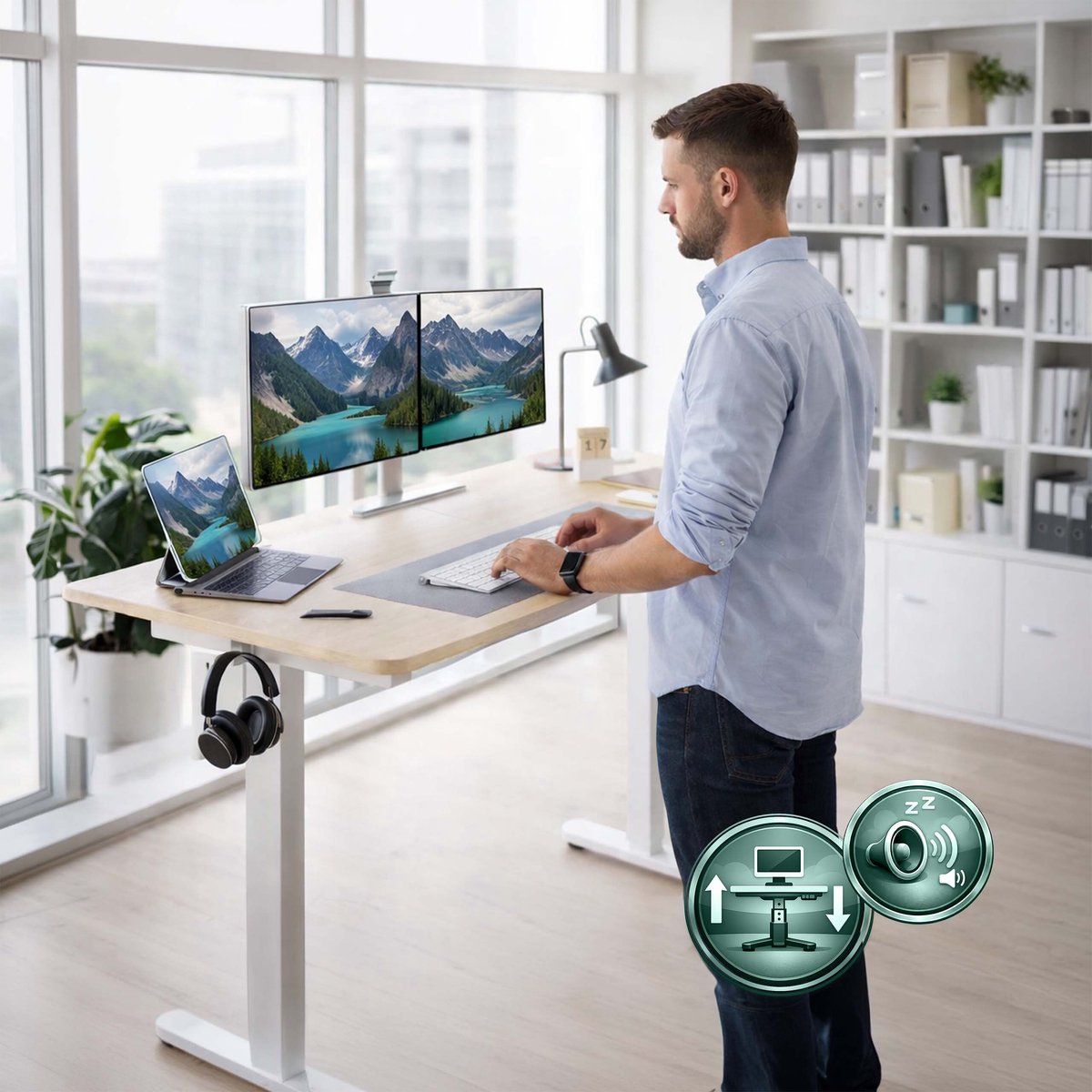 Zit Zit sta bureau 140x60 - hoogte verstelbaar en ergonomisch thumbnail 4