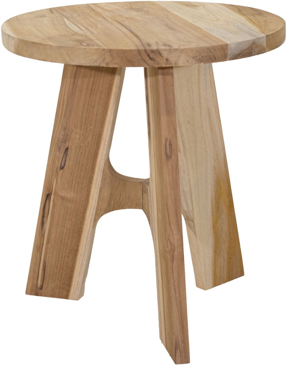 Mega Collections Bijzettafel of tuin tafel Kenya - FSC hout - lichtbruin - D37 x H40 cm - binnen / buiten - Plantenpot verhoger
