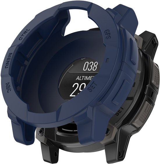 Donkerblauw TPU beschermhoesje om een Garmin Instinct 3 (45mm) smartwatch.