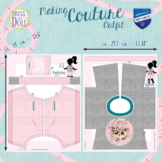 Poppenkleding Naaiset - Outfit Maken - Poppen Aankleden - Patroon op Papier - 45 cm Poppen van Merkloos — afbeelding 4