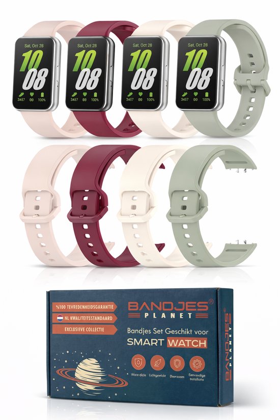Siliconen bandjes set 4x voor Samsung Galaxy Fit3 / Fit 3, verstelbaar, waterbestendig, comfortabel, duurzaam