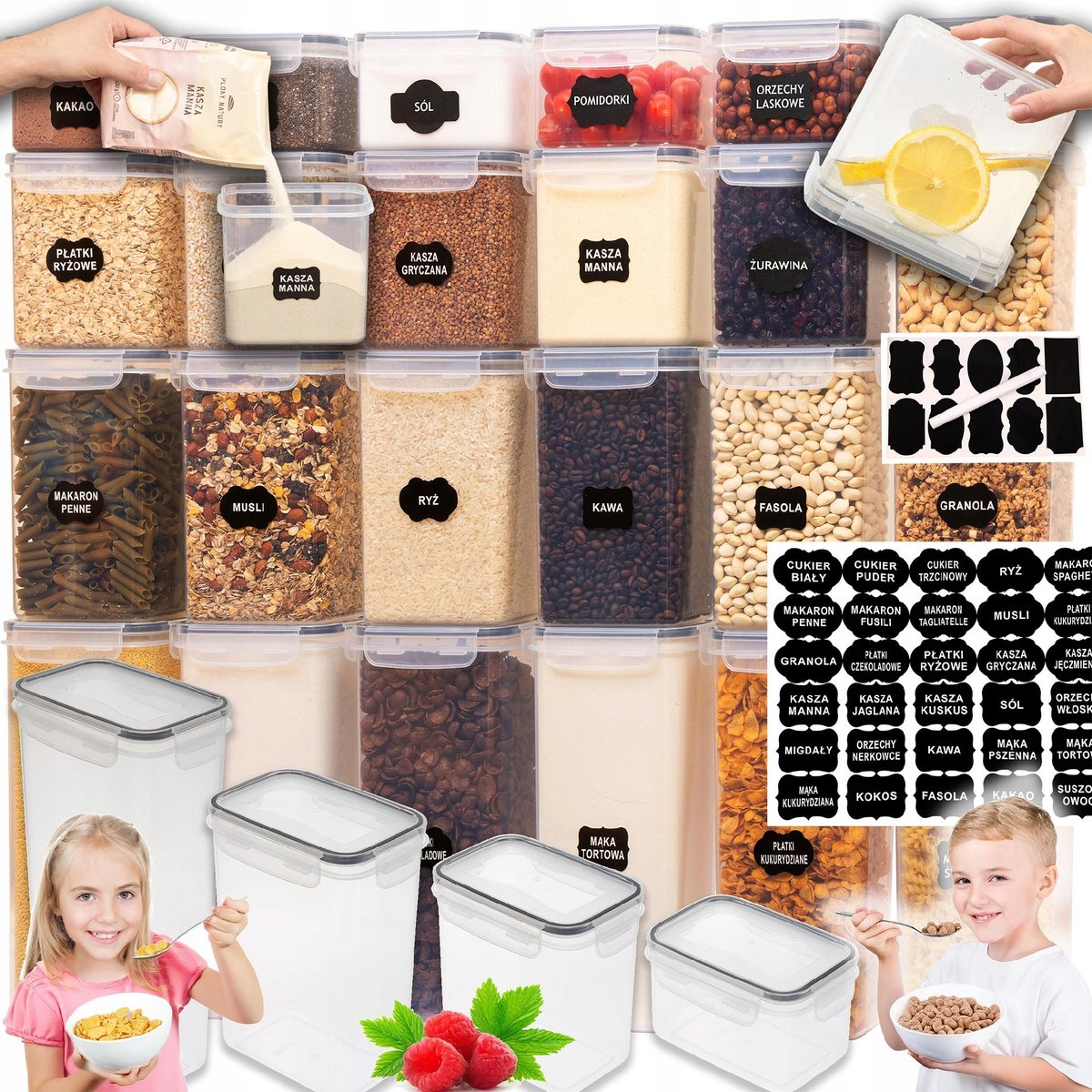 4Home - Pakket van 24 Voedselcontainers - 1688 - Voor Makaroni en Graan - Transparant Design
