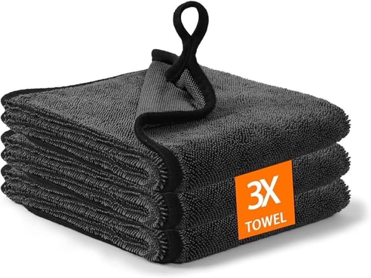 Set van 3 microvezeldoeken voor auto en motor, pluisvrij en absorberend