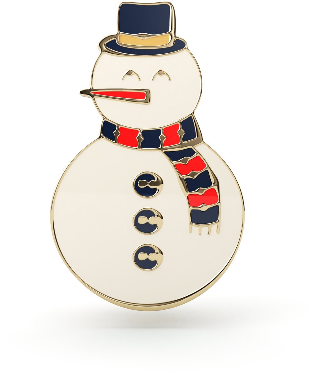 Pinets Christmas - Kerstprikker - Bałwanek - Goud Verguld 14k