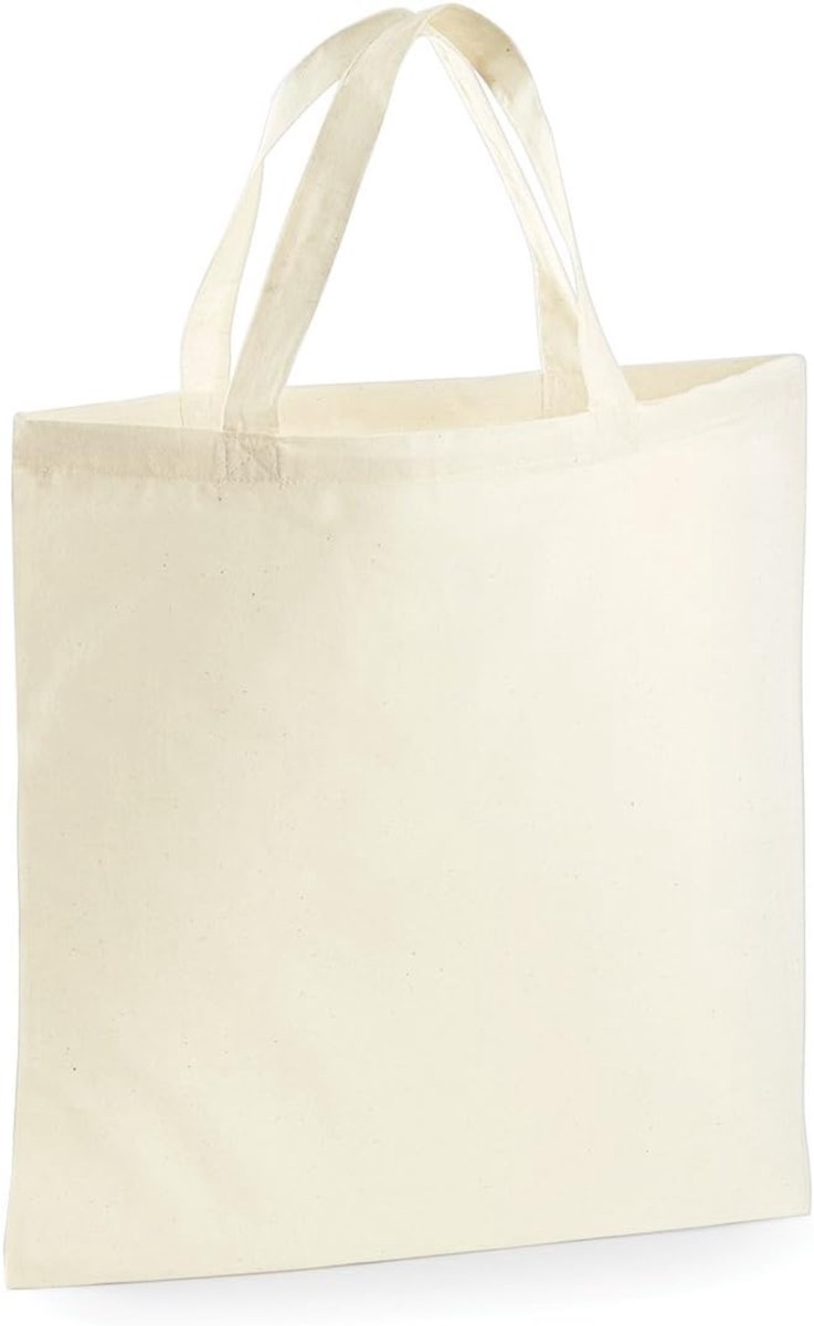 Katoenen draagtas met korte handvatten, 10 liter, 38 x 42 cm, set van 2