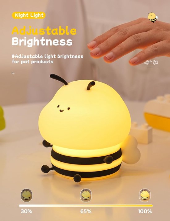Schattig nachtlampje voor kinderen, borstvoedingslicht voor babyverzorging in de kinderkamer, nachtlampje baby, zachte siliconen touch-nachtlampje, RGB-licht, nachtlamp bij voor pasgeborenen [Energieklasse G] — afbeelding 5
