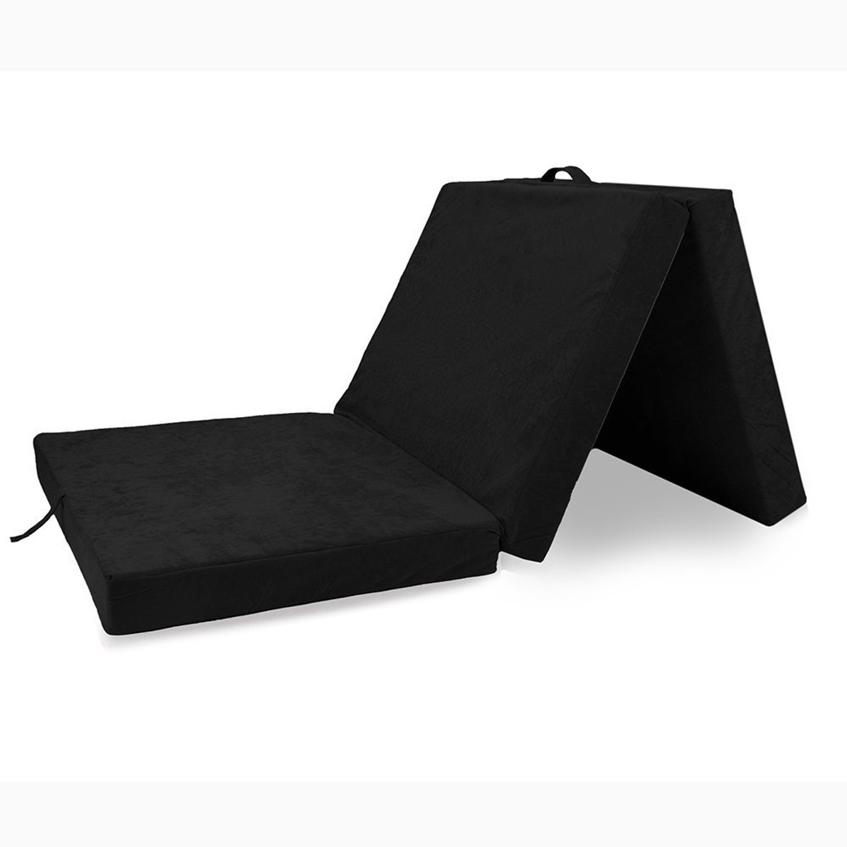 Blomster Opvouwbaar Matras - 3-delig Vouwmatras - Logeermatras - Logeerbed - Wasbare Hoes - 190x80x9 cm - Zwart