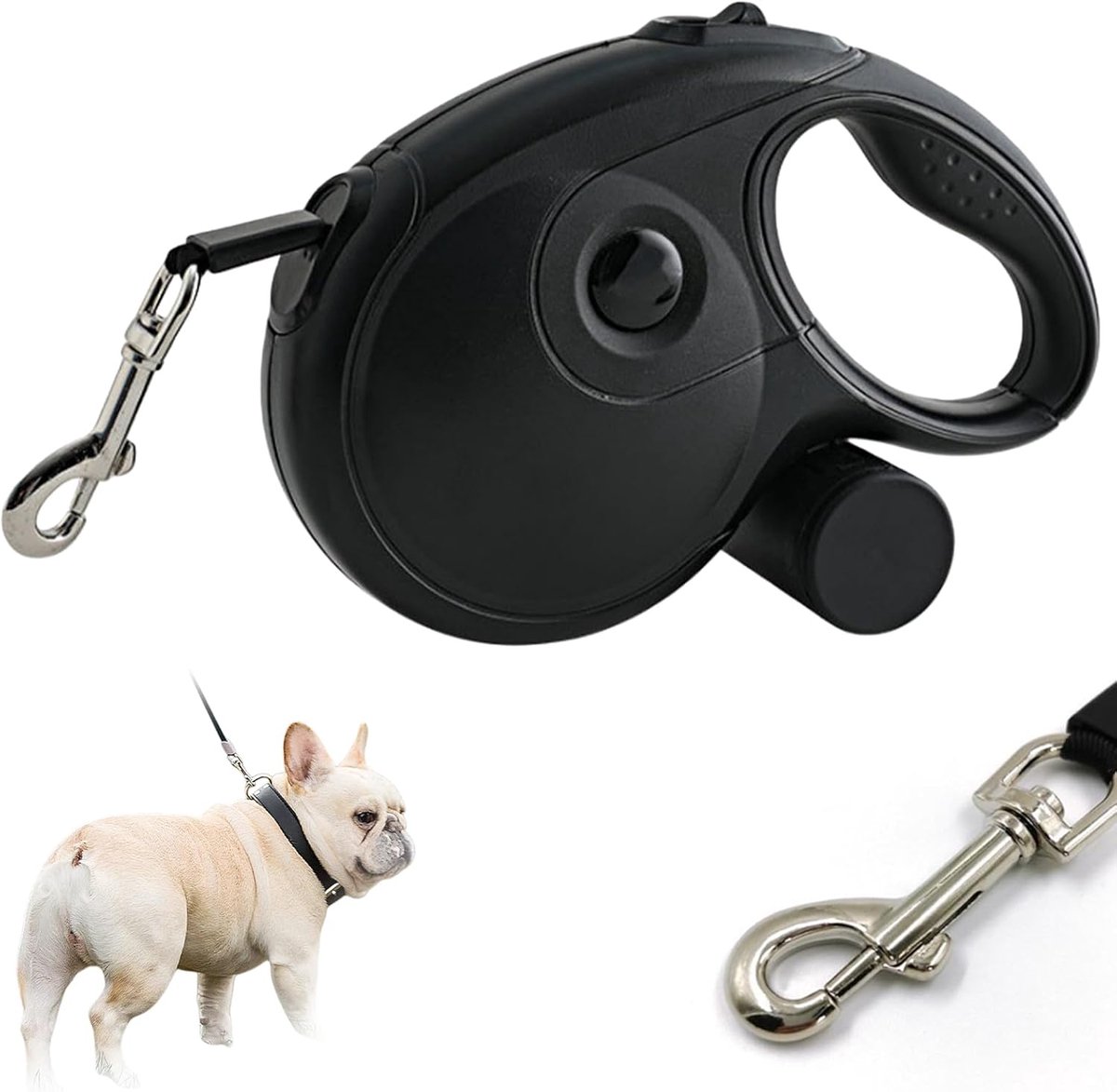 Intrekbare Hondentuig - Rollijn Uitschuifbaar - Honden Uitlaten - 8 Meter Lengte Anti-knoop - Incl. Poepzakjes - Zwart