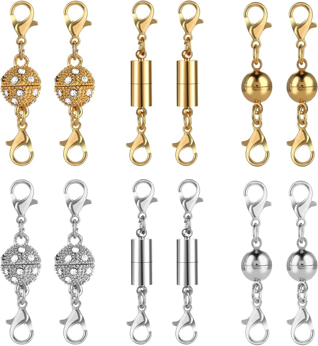 12x Magnetische Kreeftsluitingen voor Sieraden Maken - Armband & Ketting Verlengstukken