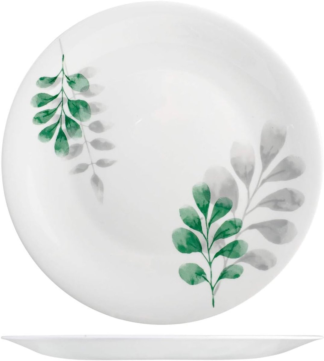 Set van 6 Platte Borden - Opale Glas - Groen - Ø 27 cm - Vaatwasserbestendig