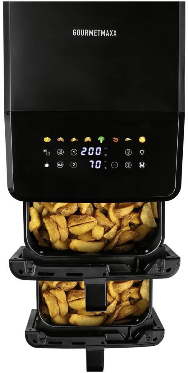 GourmetMaxx 19129 Airfryer 10 l Anti-aanbaklaag, BPA-vrij, CoolTouch-behuizing, Digitale timer, Grillfunctie, Hetelucht