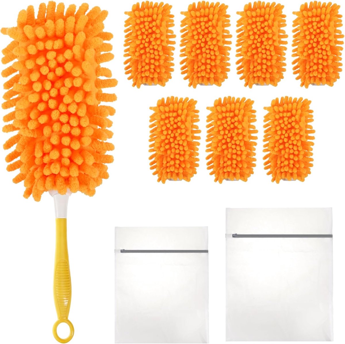 Microvezel stofdoek navulset 8 stuks - wasbaar - 360 graden - inclusief 2 waszakken en gra