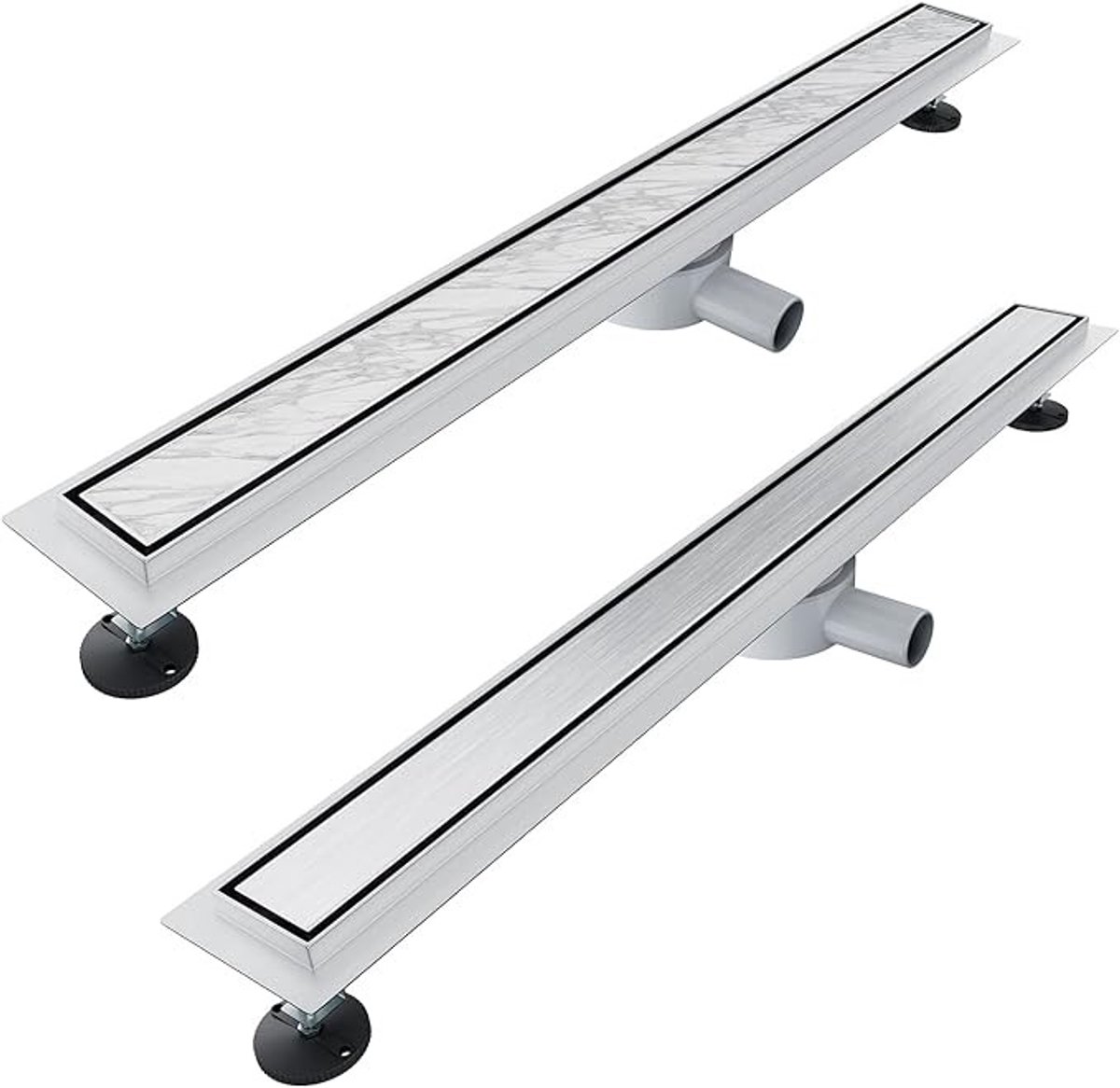 Stunq® Douchegoot 80 cm - 360° draaibaar met haarzeef en geurstop - RVS
