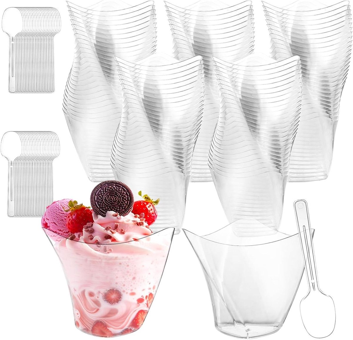 Herbruikbare Dessertkommen - Plastic Dessertglazen - 130 ml - 100 stuks